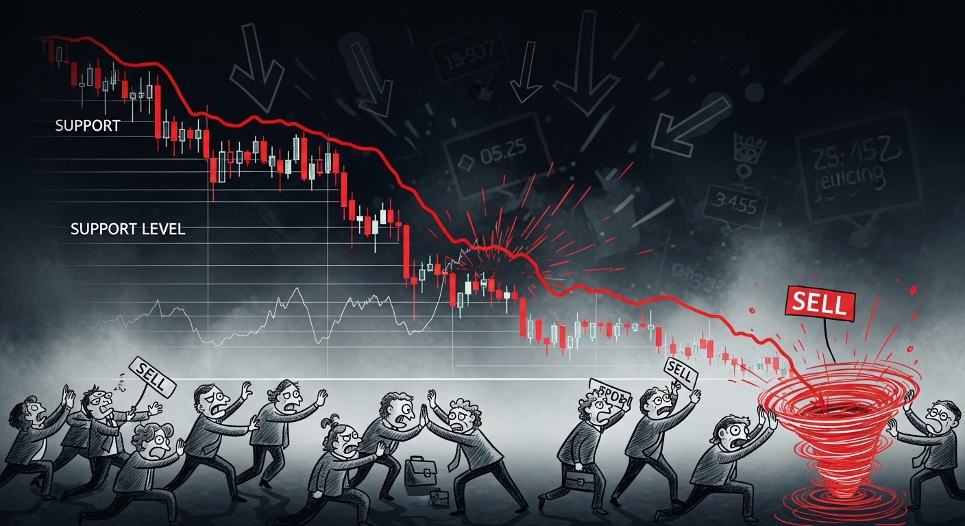 support levels weaken and selling pressure builds.